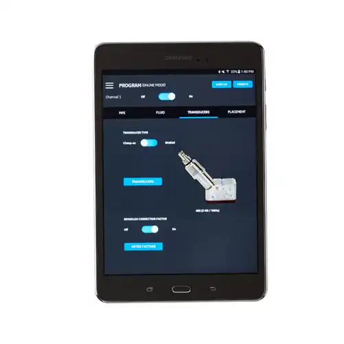Panametrics PT900 clamp-on ultralydsflowmåler tablet